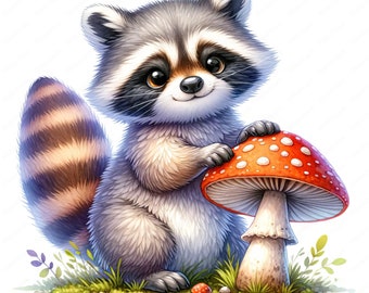 Lot de cliparts mignon raton laveur | Art animalier de la forêt (téléchargement numérique)