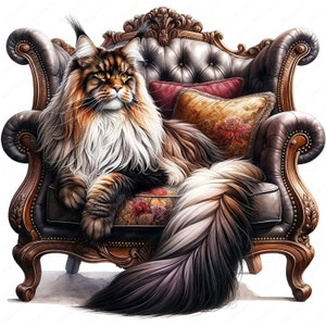 Maine Coon Clipart / Encantador paquete de imágenes prediseñadas de Maine Coon / 10 diseños de alta calidad / Cat Art / Imprimibles / Uso comercial