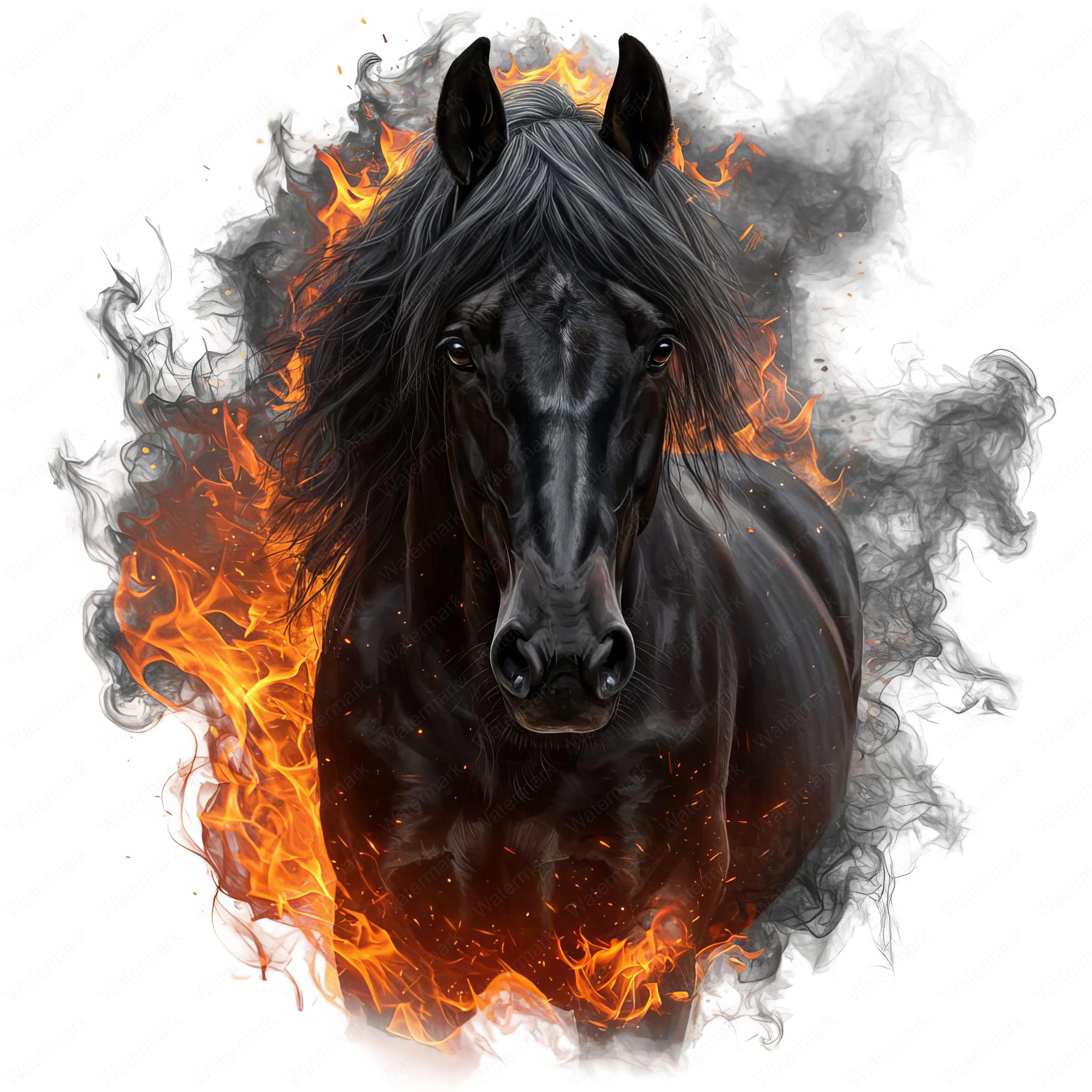 Clipart de Caballo Negro en Llamas: Paquete PNG de Fantasía (Descarga  Digital) - Etsy México, image size:3000x3000