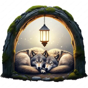 Romantic Wolf Clipart: Heart-shaped Nature PNG Bundle (digital Download ...