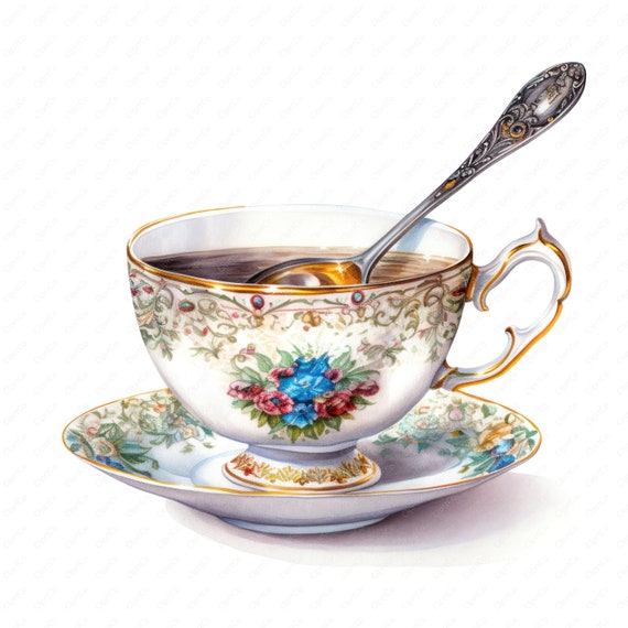 Tea Coffee Vintage Cup Set Vintage Teacup Collection For English Afternoon  Tea Ceremony Stock Illustration - Download Image Now - iStock