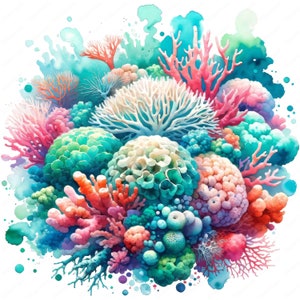 Coral Reef Clipart: Ocean Wall Art, Paper Crafts (Digital Download)