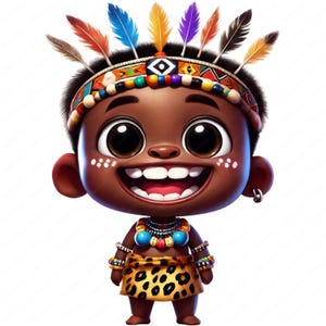 African Tribal Clipart | Adorable African Clipart Bundle | 10 High-Quality Designs | Tribal Art | Printables | Commercial Use