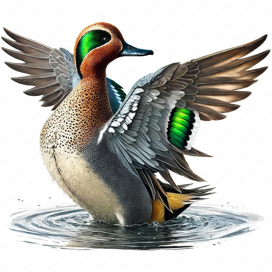 Green-winged Teal Clipart | Elegant Green-winged Teal Clipart Bundle ...
