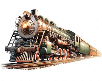 Vintage Train Clipart Bundle: Nostalgic Railroad Art (Digital Download)