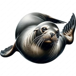 Clipart zeeleeuw | Clipartbundel | 10 hoogwaardige ontwerpen | Muurkunst | Papiermodellen | Kleding | Digitale afdrukken | Commercieel gebruik