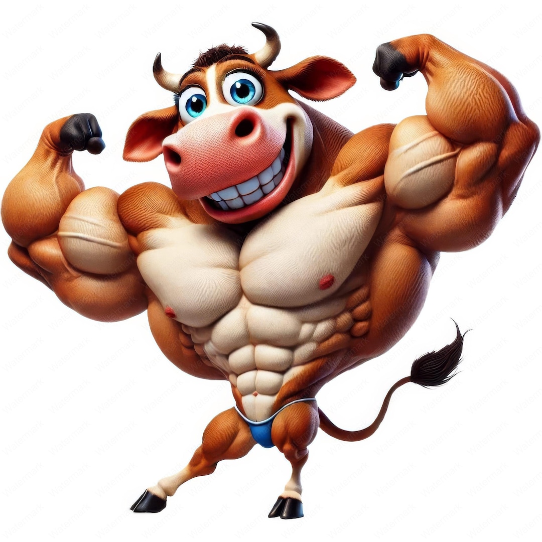 Muscular Cow Clipart Bundle: Fitness Animal Art (digital Download) - Etsy