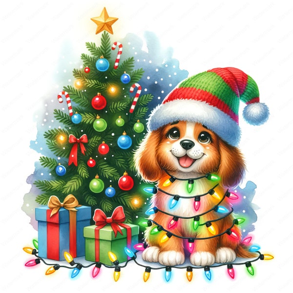 Christmas Dog Clipart | Clipart Bundle 01 | 10 Festive Images | Holiday Art | Crafts | Digital Prints | Commercial Use