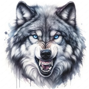Angry Wolf Clipart Bundle: Ferocious Wildlife Art (Digital Download)