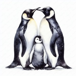 Clipart de familia de pingüinos / Paquete de clipart / 10 diseños adorables / Arte de vida silvestre / Manualidades / Ropa / Impresiones digitales / Uso comercial