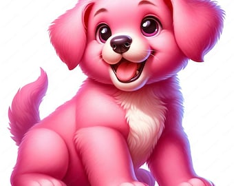 Pink Puppy Clipart Bundle: 10 Animal Art Designs (Commercial Use) (Digital Download)