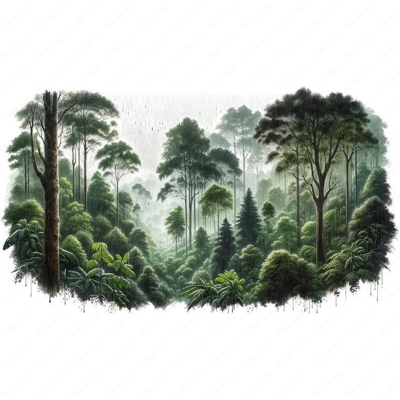 Lush Rainforest Clipart Bundle | Jungle Art Printables (digital ...