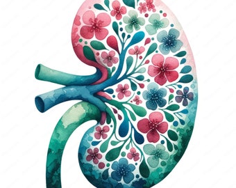 Floral Kidney Clipart | Beautiful Floral Kidney Clipart Bundle | 10 High-Quality Designs | Medical Art | Printables | Commercial Use