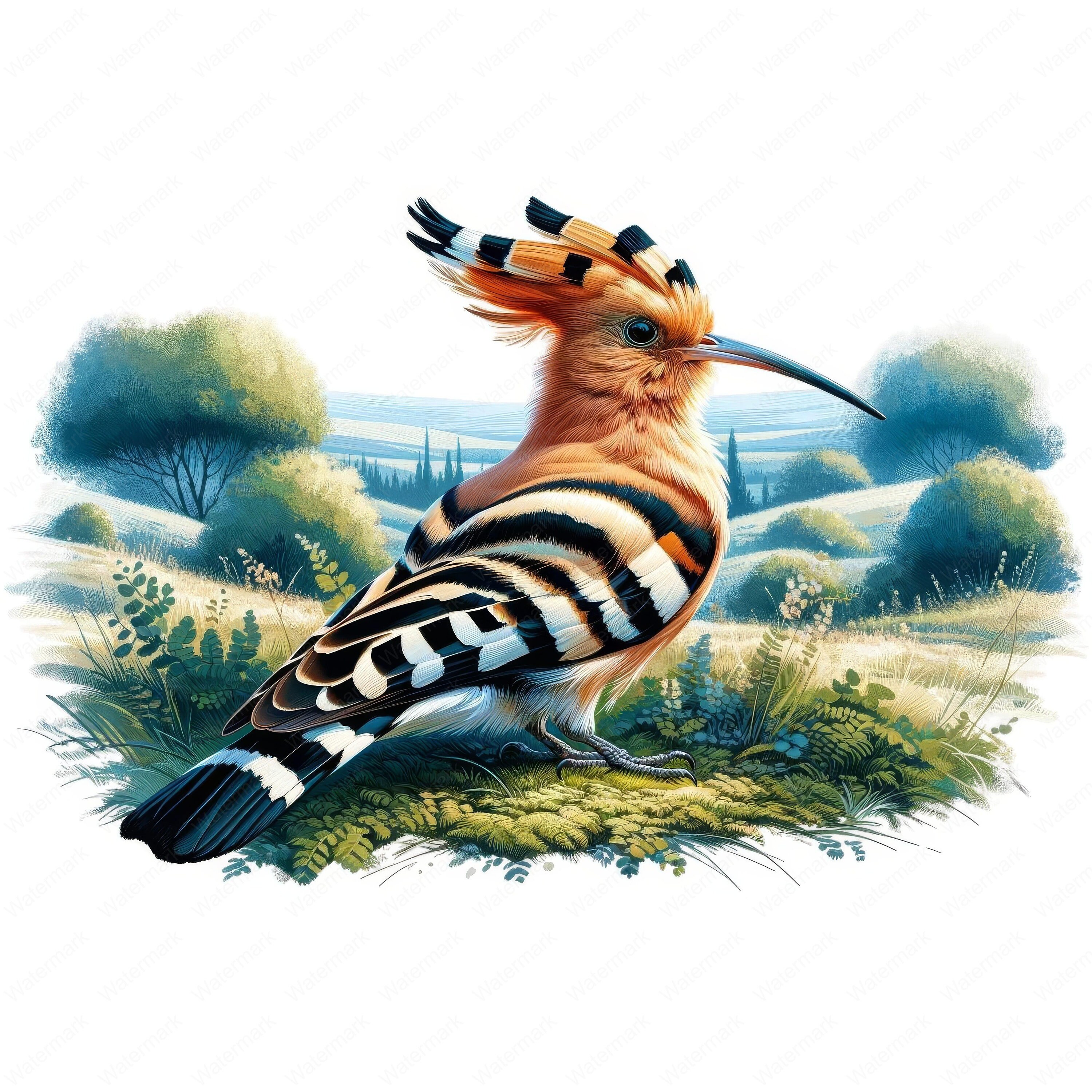 ヤツガシラ鳥のクリップアート：リアルな鳥のアートバンドル（デジタル
