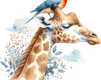 Elegant Giraffe Clipart Bundle: Wildlife Art Printables (Digital Download)
