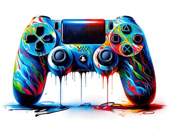 Colorful Gaming Controller Clipart | High-Quality PNG JPG (Digital Download)