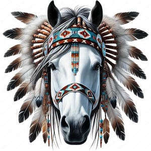 Clipart di cavalli nativi americani / Pacchetto di clipart di cavalli sbalorditivo / 10 design di alta qualità / Arte tribale di cavalli / Materiali stampabili / Uso commerciale