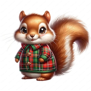 Écureuil écossais mignon Clipart | Lot de cliparts adorable écureuil | 10 modèles de haute qualité | Art animalier | Imprimables | Utilisation commerciale