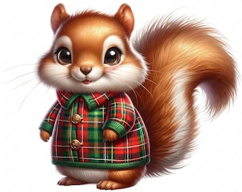 Cute Scottish Squirrel Clipart Bundle | High-Quality Wildlife Art (Digital Download)
