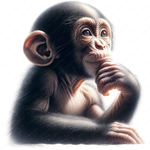 Baby Chimpanzee Clipart | Cute Chimp Clipart Bundle | 10 High-Quality Designs | Jungle Animal Art | Printables | Commercial Use
