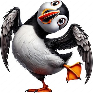 Puffin Joy Clipart / Paquete de imágenes prediseñadas de frailecillo juguetón / 10 diseños de alta calidad / Arte de dibujos animados / Imprimibles / Uso comercial