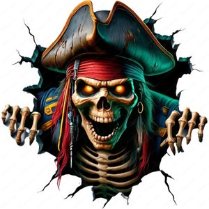 Skeleton Pirate Clipart | Terrifying Pirate Clipart Bundle | 10 High-Quality Designs | Nautical Horror Art | Printables | Commercial Use