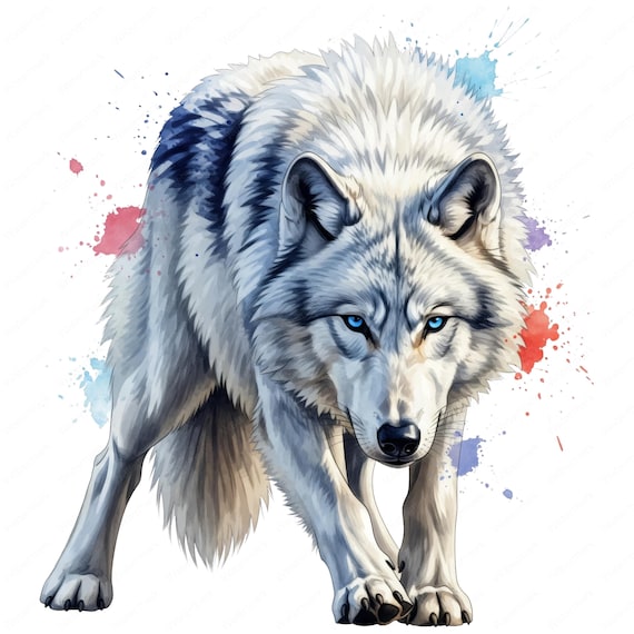 水彩画の北極オオカミのクリップアートPNG：10種類の高解像度デザイン