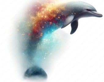Ethereal Dolphin Clipart Bundle: Dreamy Dolphin Art (Digital Download)