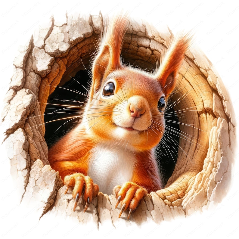 Enigmatic Squirrel Clipart Bundle: Forest Animal Art (Digital Download) image 10