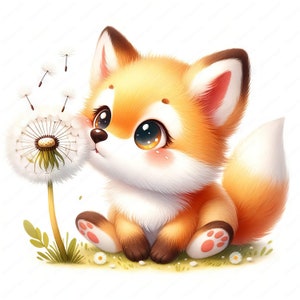 Imágenes prediseñadas de Fox Wish / Temática de diente de león / 10 diseños de alta calidad / Arte de pared / Manualidades de papel / Ropa / Impresiones digitales / Uso comercial