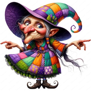 Grappige heksenclips | Humoristische heks clipartbundel | 10 hoogwaardige ontwerpen | Halloween-kunst | Afdrukbare items | Commercieel gebruik