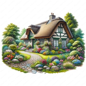 Cottage Clipart | Rustic Cottage Clipart Bundle | 10 High-Quality Designs | Country Home Art | Printables | Commercial Use