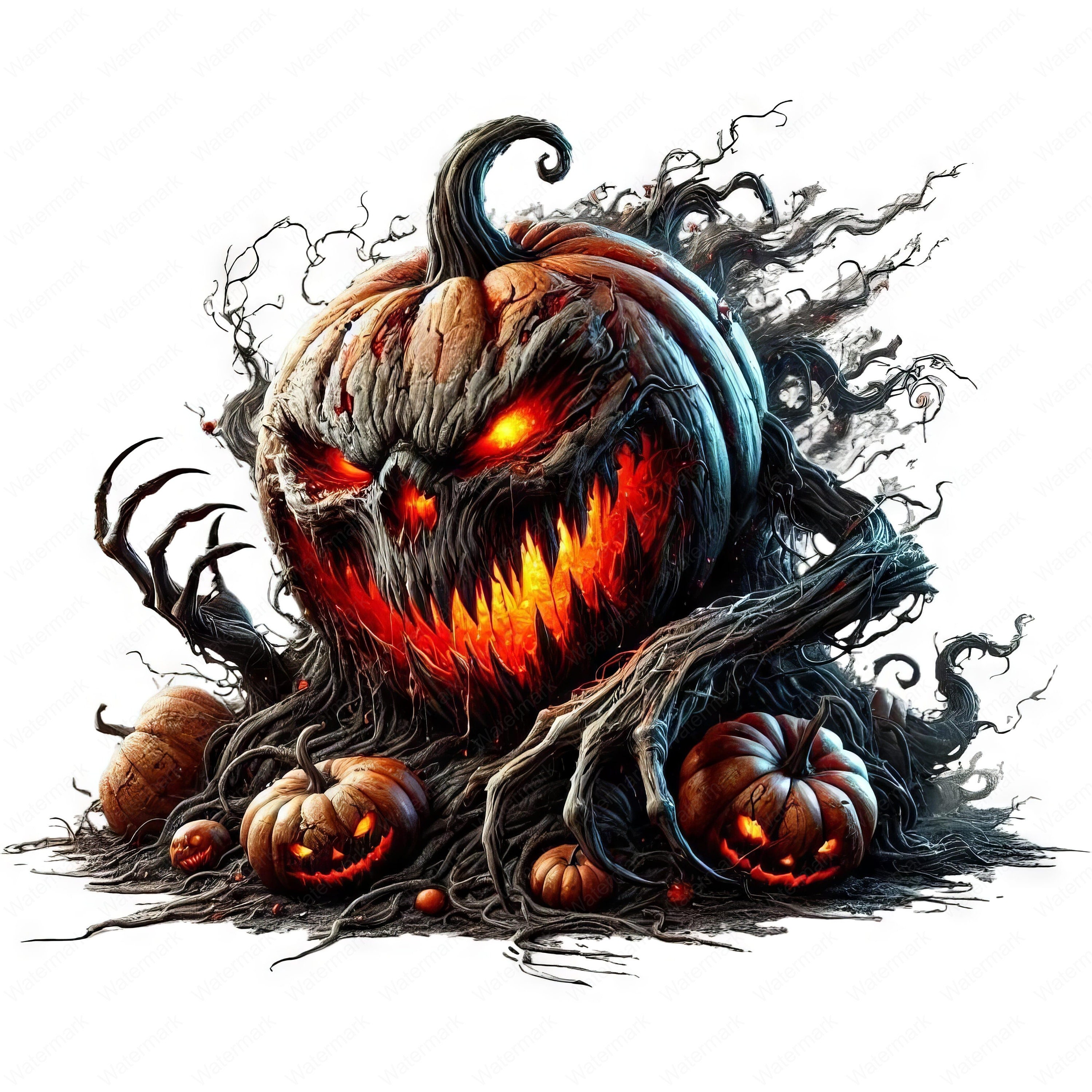 Spooky Pumpkin Clipart Bundle: Halloween Art, Commercial Use (digital ...