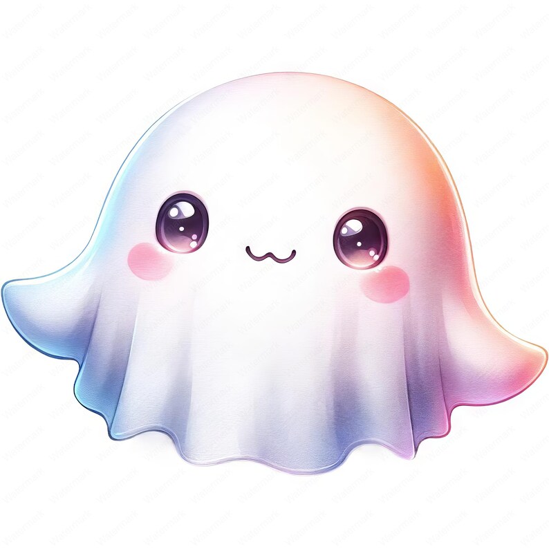 Cute Ghost Clipart Bundle | Halloween Art (Digital Download) image 4
