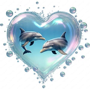 Clipart dauphin | Ensemble aquatique romantique PNG | 10 modèles de haute qualité | Artisanat d'art | Utilisation commerciale