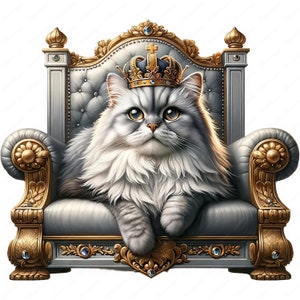Schattige kattenkoning-clipart | Funny Cat King-clipartbundel | 10 hoogwaardige ontwerpen | Royalty-kunst | Afdrukbare items | Commercieel gebruik