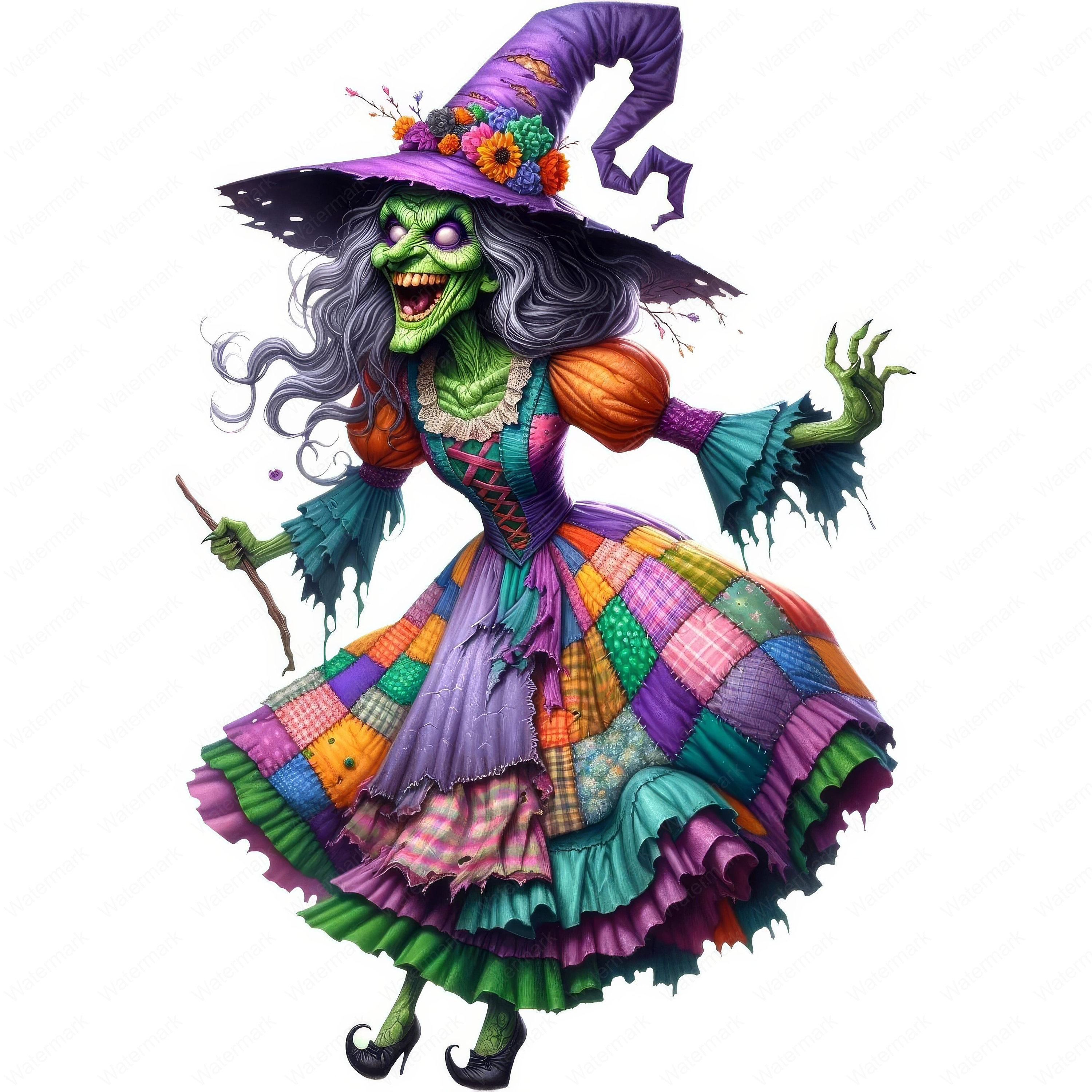 Spooky Witch Clipart Bundle: Halloween Art Printables (commercial Use ...