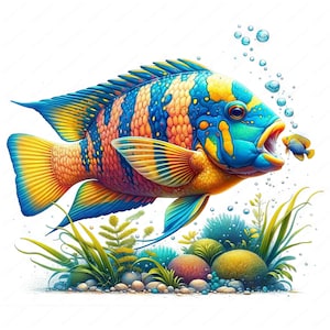 Ocean Fish Clipart | Vibrant Ocean Fish Clipart Bundle 03 | 10 High-Quality Designs | Marine Art | Printables | Commercial Use