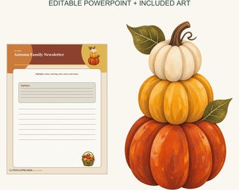 Fall Classroom Newsletter and Bulletin Board Kit, Editable PowerPoint, Autumn Clipart, Teacher Communication Templates