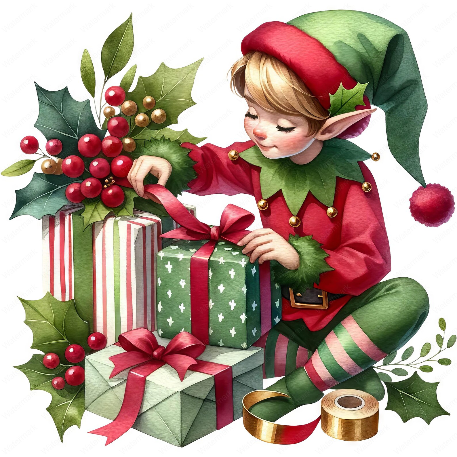 Christmas Elf Clipart Bundle: Whimsical Holiday Designs (digital ...
