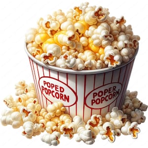 Popcorn-clipart | 10 hoogwaardige ontwerpen | Feestdecoratie | Papiermodellen | Kleding | Digitale afdrukken | Commercieel gebruik