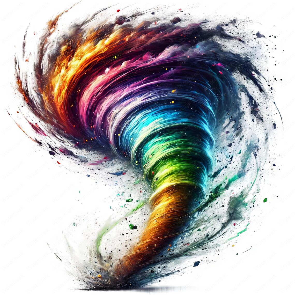 Rainbow Tornado Clipart: Abstract Art Printables (digital Download ...