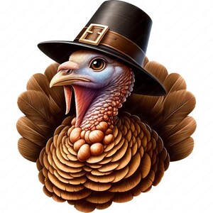 Charming Turkey Clipart | Pilgrim Hat Turkey Clipart Bundle | 10 High ...