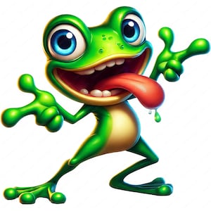 Clipart Grenouille | Lot de cliparts adorable grenouille | 10 modèles de haute qualité | Art animalier | Imprimables | Utilisation commerciale
