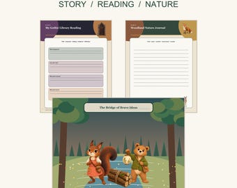 Story Writing Creator Mega Bundle, Transparent PNG, Editable PowerPoint, Gothic Library Woodland
