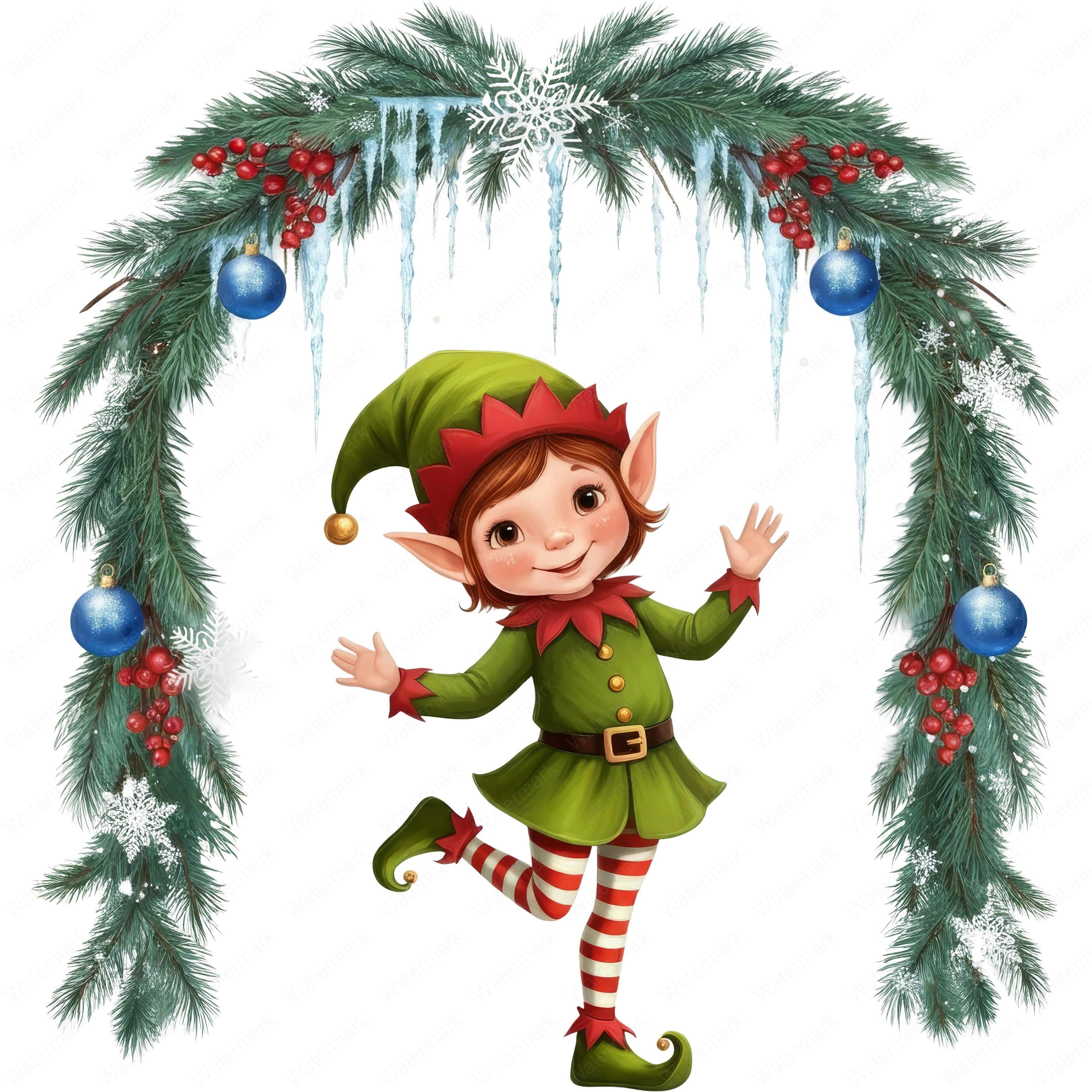 エルフアウトドアクリスマスデコレーション4個パック、ライト付き