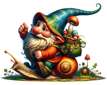 Pacchetto di divertenti clipart di gnomi: arte umoristica da giardino (download digitale)