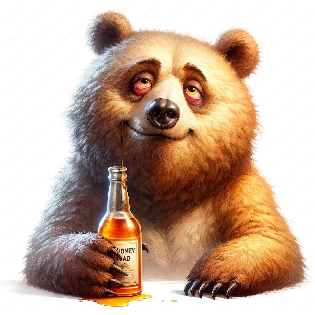Funny Drunk Bear Clipart Humorous Drunk Bear Clipart Bundle 10 High