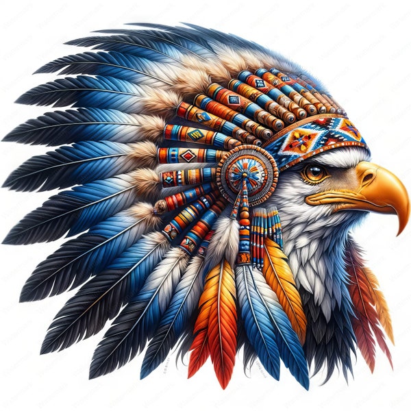 Bald eagle Clipart | Indian Headdress | 10 Unique Images | Wildlife Art | Crafts | Apparel | Digital Prints | Commercial Use