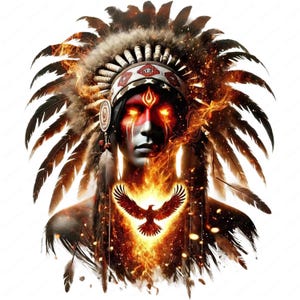 Sjamaan geest clipart | Fantasy Tribal Warrior PNG-bundel | Mystieke kunst | Commercieel gebruik